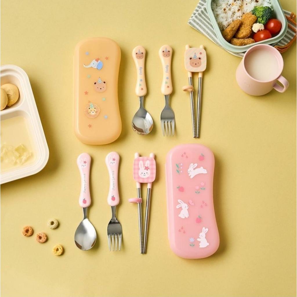 Modern house Set hộp thìa dĩa đũa Hàn Quốc cho bé