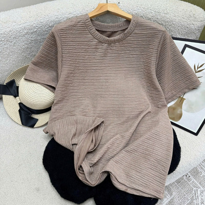 Áo Thun Bigsize Nữ Cổ Tròn Tay Ngắn Dáng Form Rộng Dài Vải Xốp Nhật Mặc Mát Thoải Mái A314