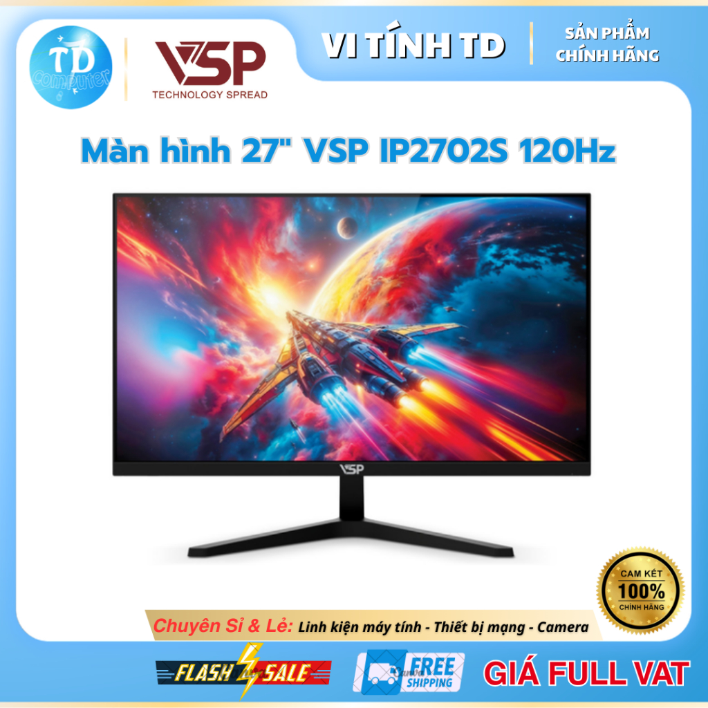 Màn Hình VSP IP2702S 27 Inch FHD IPS 120Hz – HDMI + VGA, Viền Mỏng, Màu Đen - Hàng Chính Hãng