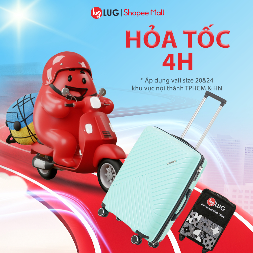 [HỎA TỐC SIZE 20,24 HCM & HN] Vali Kéo LUG Holdall MP807 Size 20/24, Nhựa PP chống bể vỡ, Khoá Số Bảo Mật