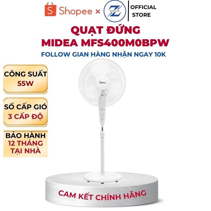 Quạt đứng 55W Midea MFS400M0BPW - Bảo hành tại nhà 12 tháng