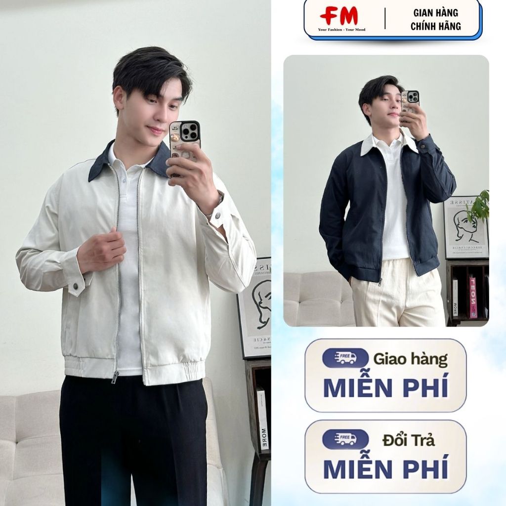 Áo Khoác Kaki Nam FMSTYLE Cổ Bẻ Trơn Khóa Kéo Form Đẹp Phong Cách Hàn Quốc 26020143