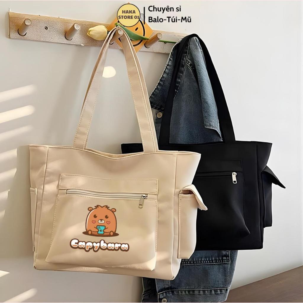 Túi tote bag đẹp vải canvas mềm họa tiết độc đáo túi vải đi học đẹp giá rẻ đựng vừa máy tính phong cách Hàn Quốc