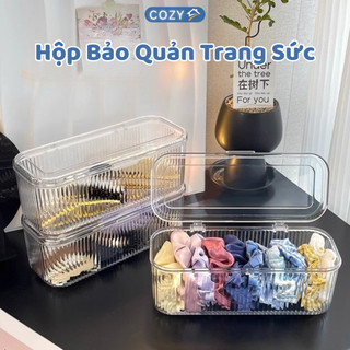 Hộp Đựng Trang Sức Trong Suốt Có Nắp, Hộp Bảo Quản Nhẫn Vòng Tay Dây Chuyền Chất Liệu PET PS