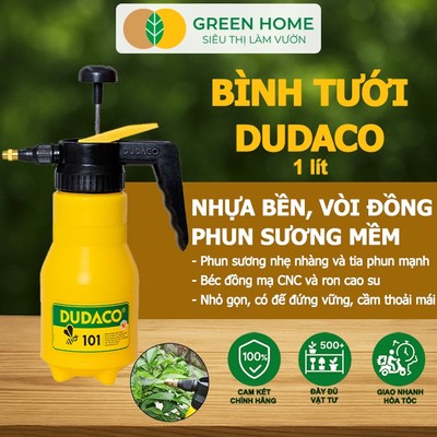 Bình Tưới Cây GreenHome, Dudaco, 1 Lít, Phun Xa 2 Chế Độ, Bơm Nhẹ Tay, Bình Tưới Cây Phun Sương, Bền
