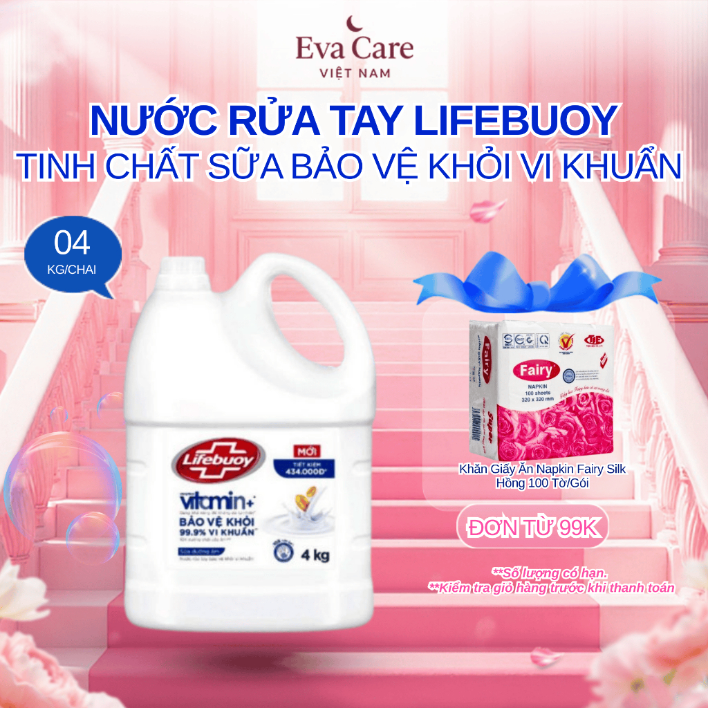 Nước Rửa Tay Lifebuoy Vitamin Dưỡng Ẩm Chai 4KG