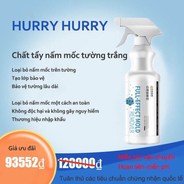 【HURRY HURRY】Chất tẩy nấm mốc tường trắng gia dụng, làm sạch vết đốm nấm mốc 500ml