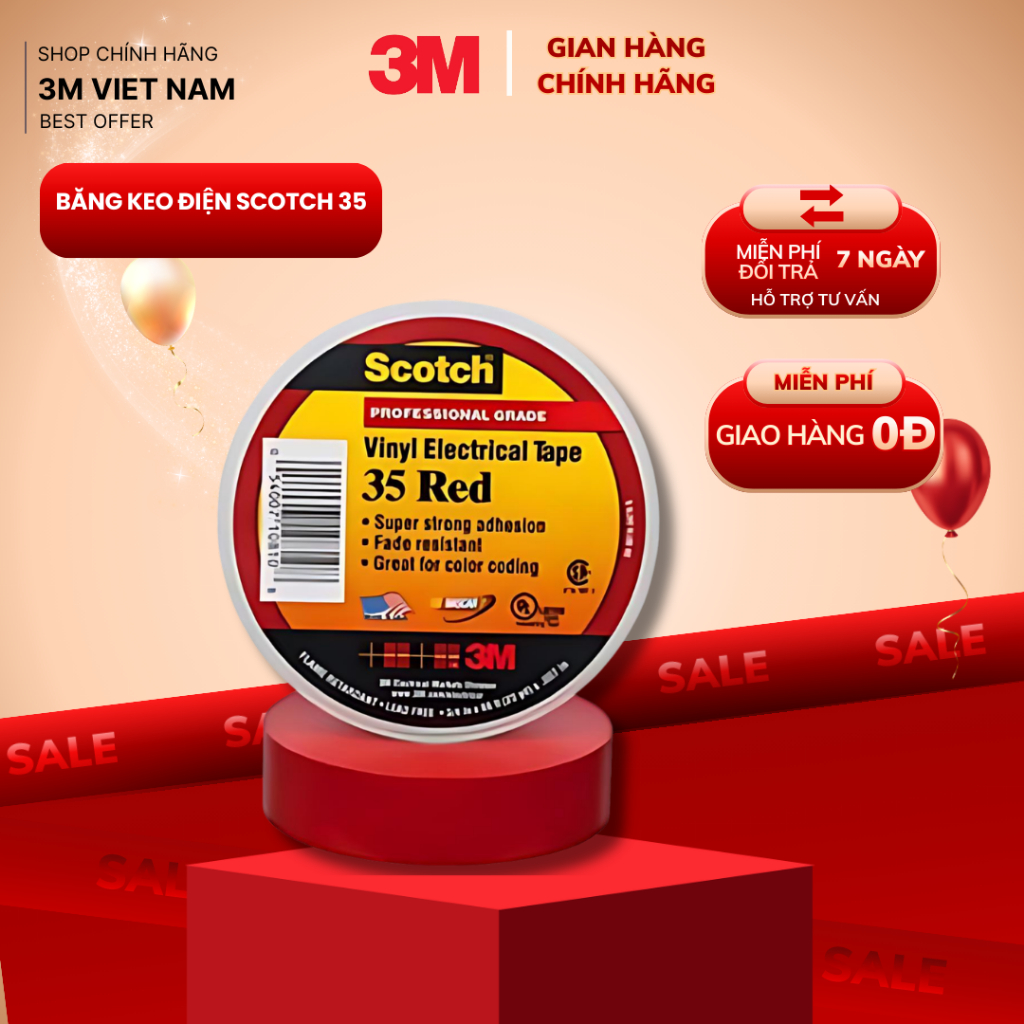 Băng keo điện 3M™  Vinyl Electrical Tape 35 khổ 3/4 x 66ft