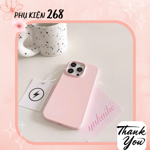 Ốp Lưng Điện Thoại Màu Hồng Pastel / Ốp Chống Bẩn ip 11 12 13 14 15 16 17 pro plus promax [cb 13]