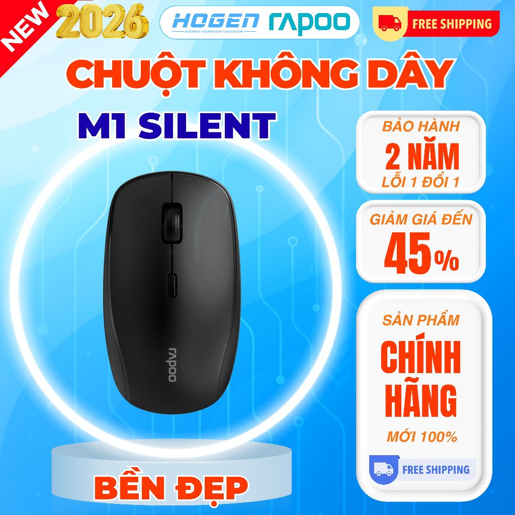 Chuột Không Dây Rapoo M1/M100/M300 Silent - Bluetooth,Nhỏ Gọn,Tiếng Động Siêu Nhỏ,Phù Hợp Laptop/ PC