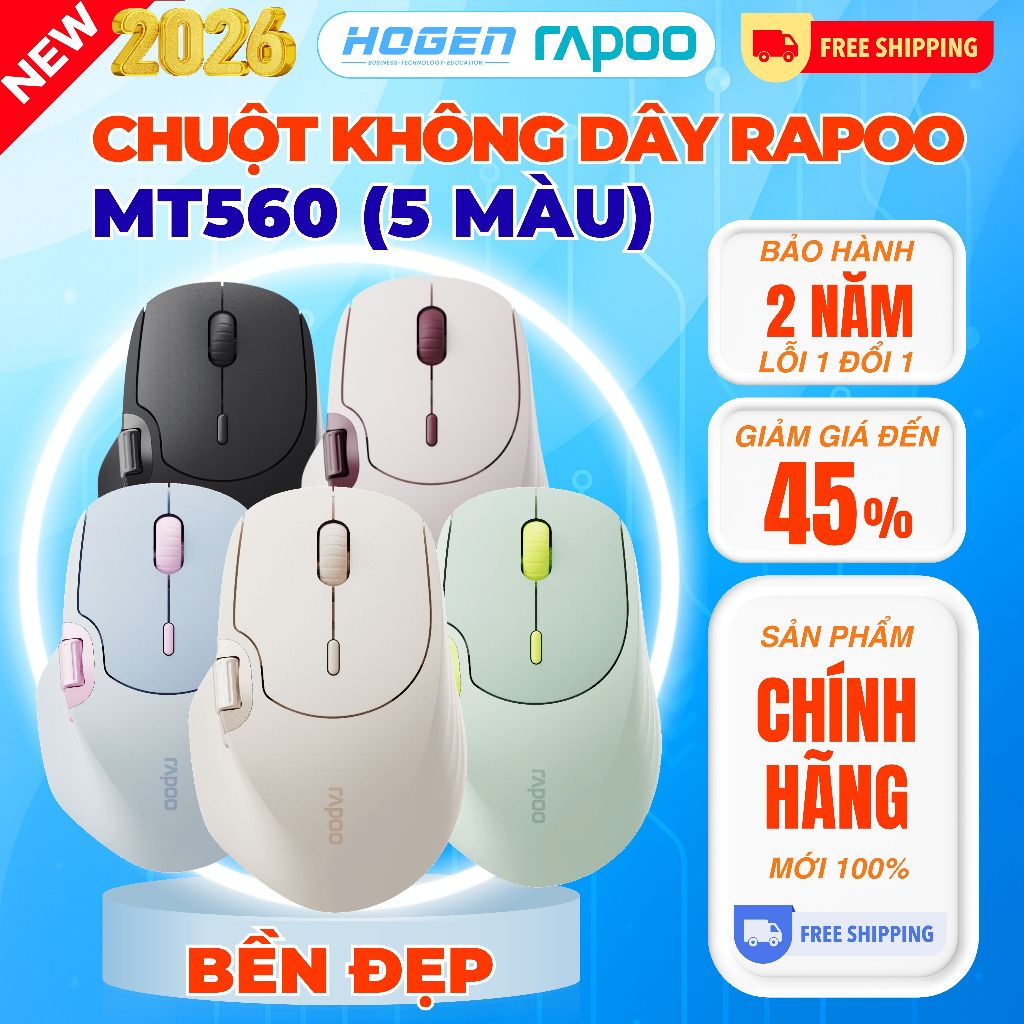 Chuột không đây Rapoo MT560 Dây Đa Chế Độ – Bluetooth & 2.4GHz – Pin Sạc Lithium-Chính Hãng-BH 24TH