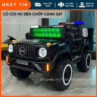 [Hoả tốc HCM] Xe Ô Tô Điện Cảnh Sát Địa Hình Cho Bé - 2 Động Cơ Khỏe, Kính LED 3D Cực Ngầu, Nhạc Bluetooth & Remote