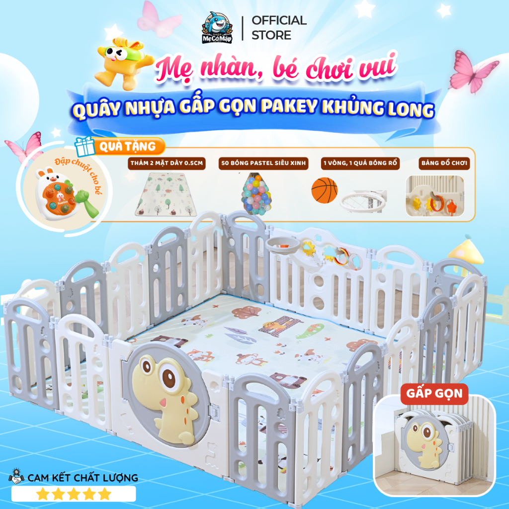 [Mẫu Mới 2026] Quây Cũi Cho Bé Tặng Bóng- Thảm- Bóng Rổ, Quây Cũi Nhựa Gấp Gọn An Toàn Cho Bé, Bảo Hành Trọn Đời