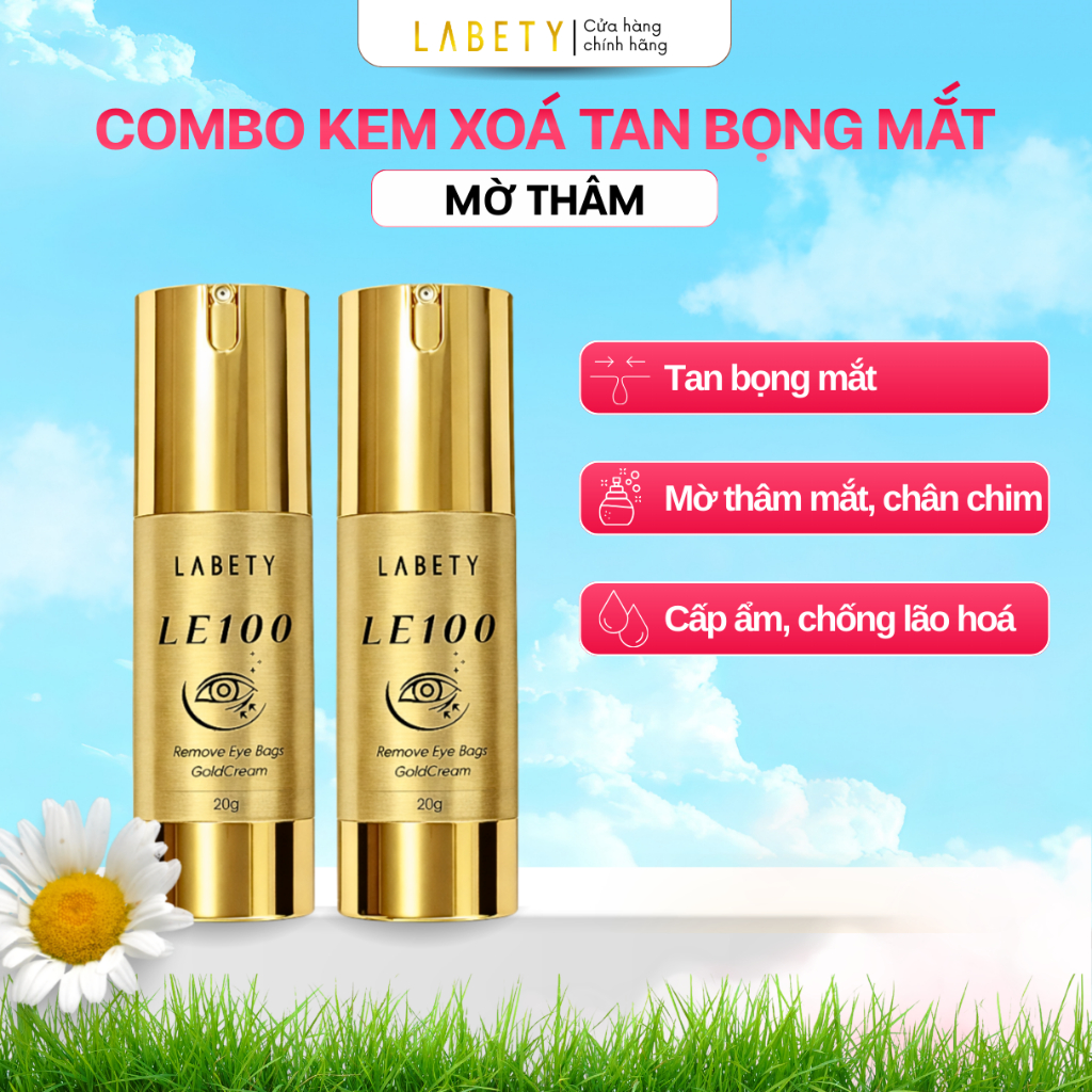 Combo 2 Kem tan bọng mắt LE100 20gr, dưỡng sáng vùng mắt, chống lão hóa, an toàn cho da nhạy cảm