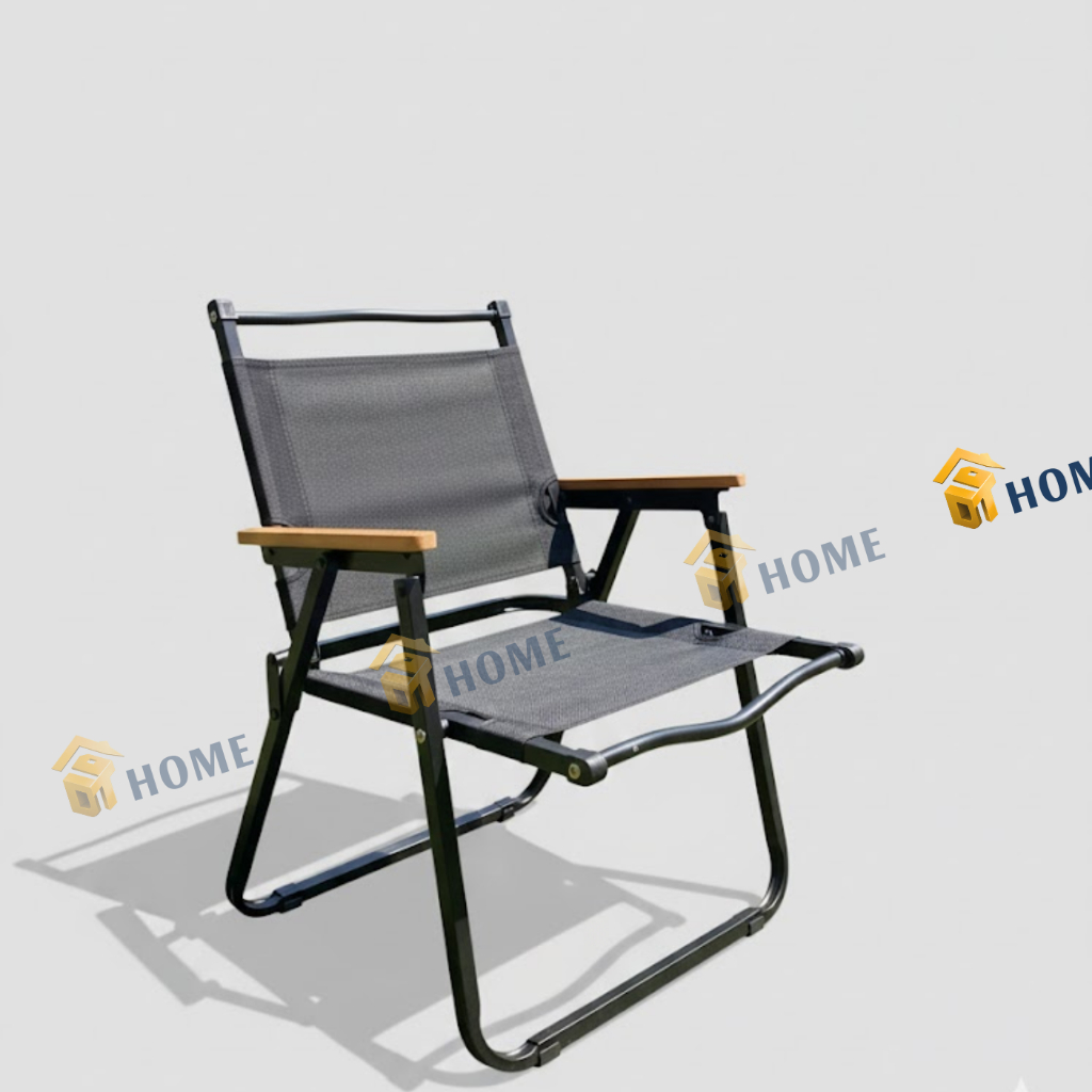 Ghế Camping Vải Lưới Có Tay Vịn Gỗ Xếp Gấp Gọn