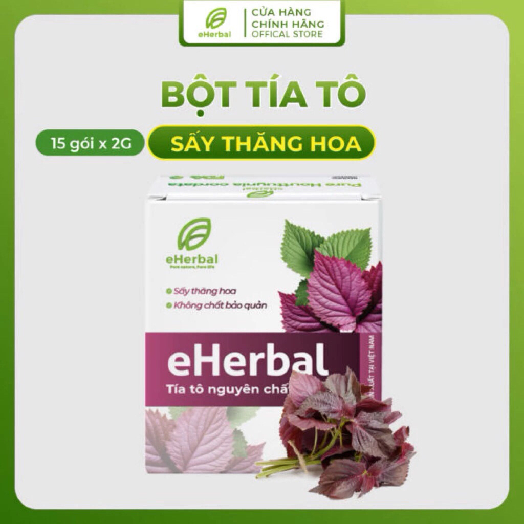 Bột Tía Tô Eherbal - Detox 3 in 1, hộp 15 gói hàng chính hãng