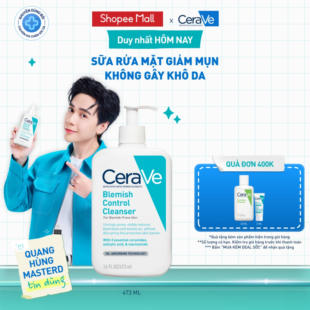 Sữa rửa mặt giảm mụn CeraVe Blemish Control Cleanser 473ml