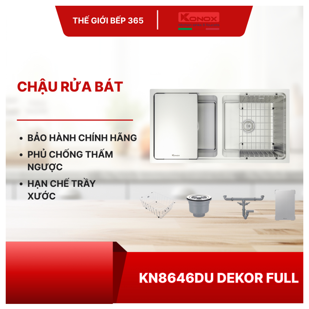 Chậu Rửa Bát Konox KN8646DU Dekor Undermount Sink - Inox 304 Cao Cấp, Sang Trọng, Chính Hãng