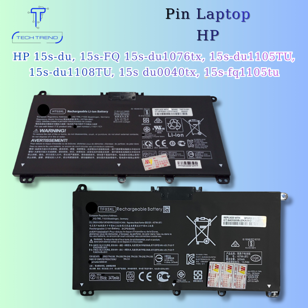 Pin laptop tương thích HP 15s-du, 15s-FQ 15s-du1076tx, 15s-du1105TU, 15s-du1108TU, 15s du0040tx, 15s