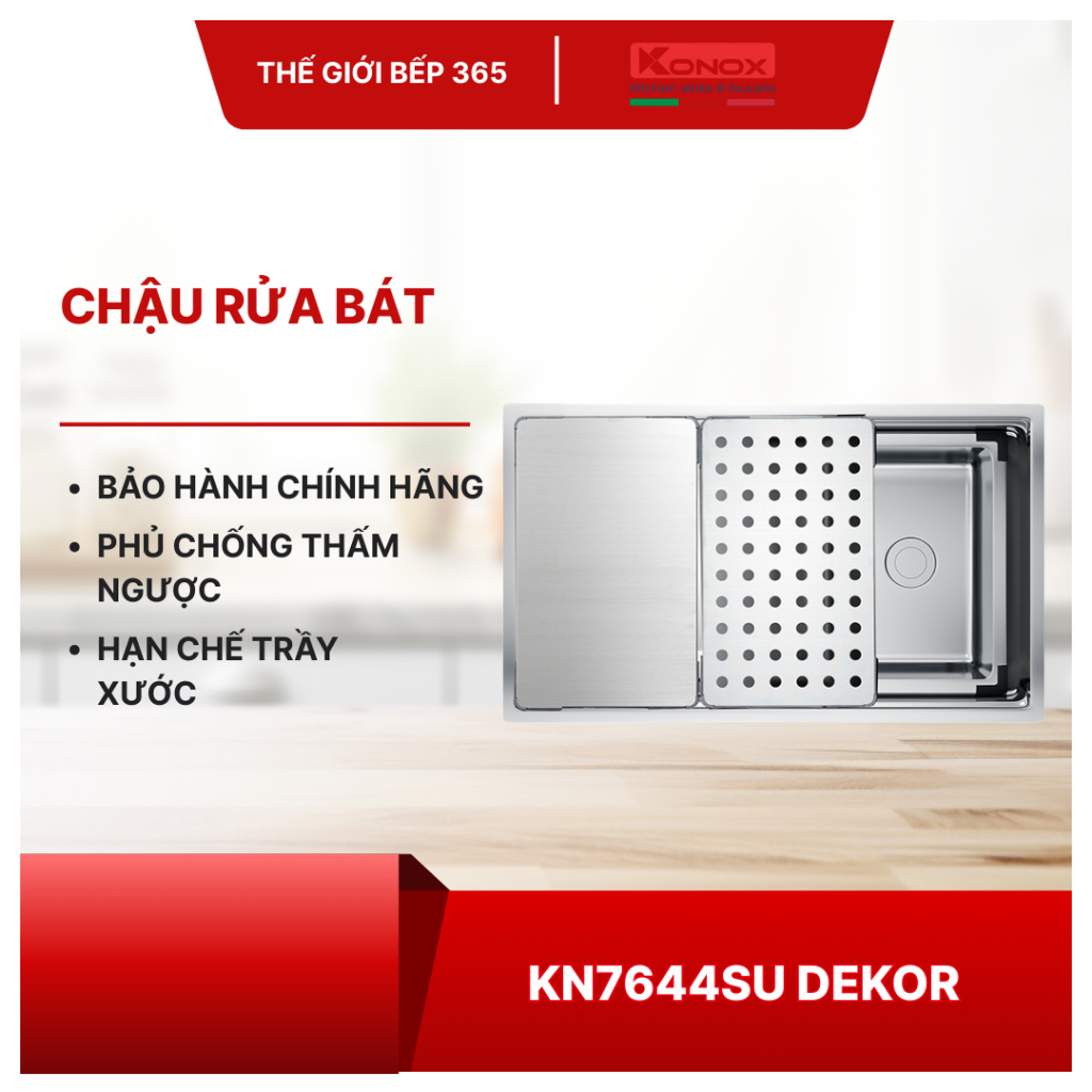 Chậu Rửa Bát Konox Dekor KN7644SU – Undermount Sink Chống Xước Hiệu Quả, Dễ Làm Sạch