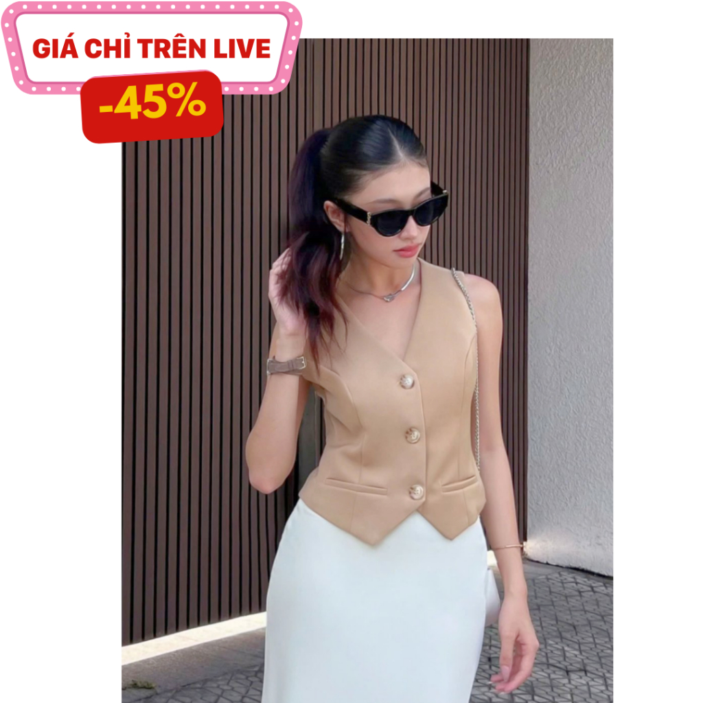 LA BOUTIQUE - Áo Gile Thiết Kế Dạng Vest Cổ V Sang Trọng-A003