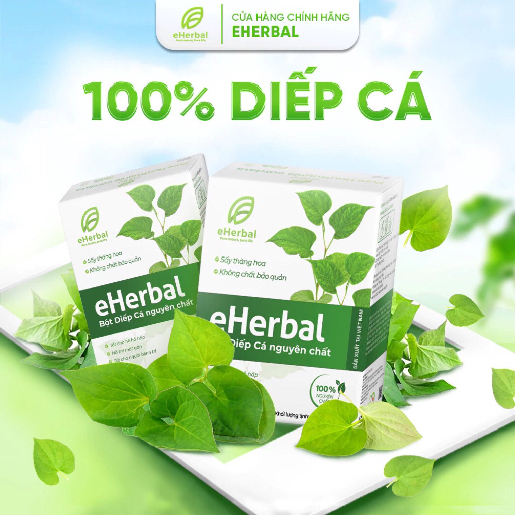 Bột Diếp Cá Nguyên Chất Eherbal Sấy Thăng Hoa (15 gói/1 hộp)hàng chính hãng