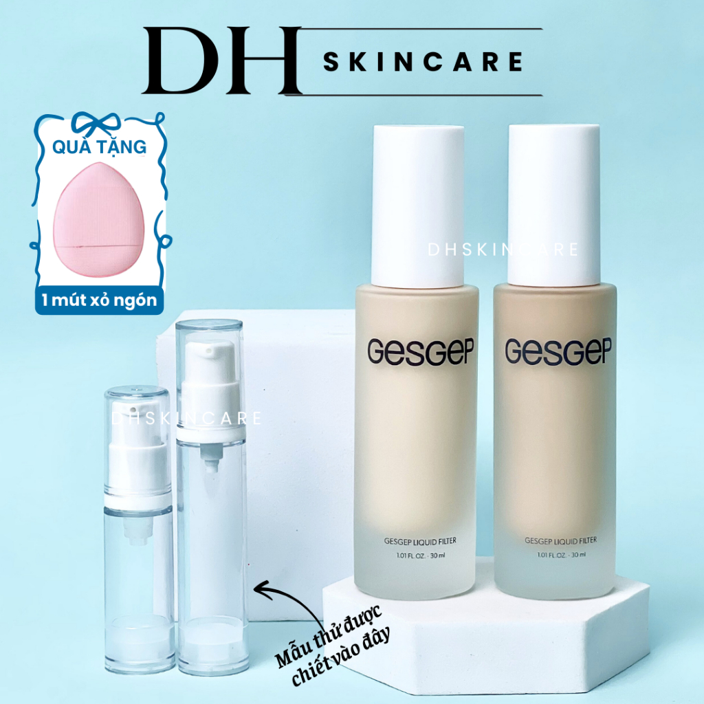 Kem nền Gesgep Liquid Filter 30ml kiềm dầu, chống nắng, lớp nền mỏng nhẹ mịn mướt, che phủ cao