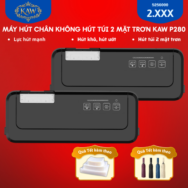 Máy Hút Chân Không KAW P290,Lực Hút Khỏe,Hút Khô Và Ướt,Hút Chân Không Bảo Quản Thực Phẩm, BH 1 Năm