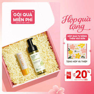 [Hộp Quà Tặng] Combo Sữa Rửa Mặt Tạo Bọt Và Son Dưỡng Môi Thiên Nhiên Cỏ Mềm