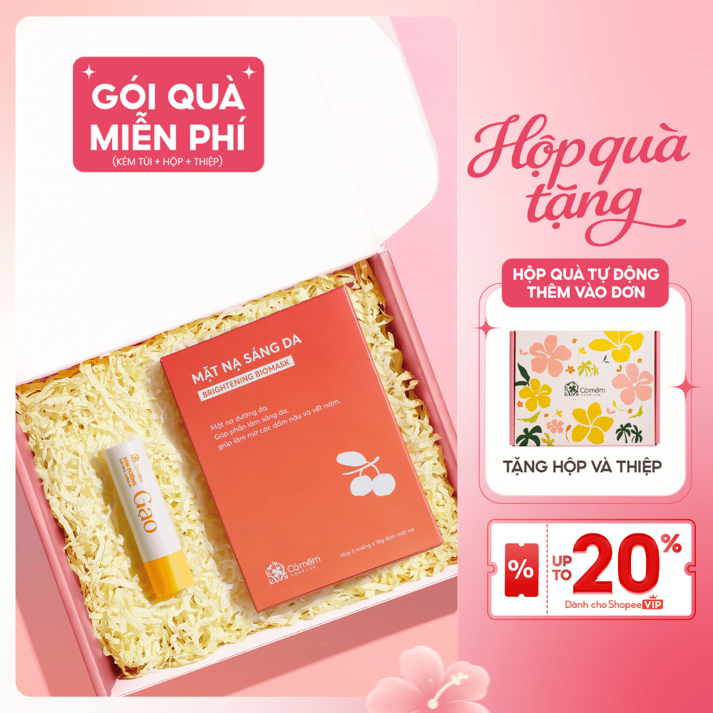 [Hộp quà tặng] Set Son Dưỡng Môi Và Hộp 5 Mặt Nạ Miếng Dưỡng Da Cỏ Mềm
