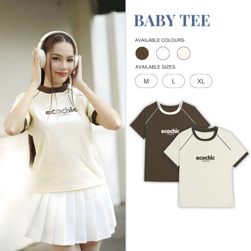 Áo Phông Baby Tee ECOCHIC RAGLAN LINE Local Brand Chính Hãng Unisex Form Ôm Premium Cotton 100% F855