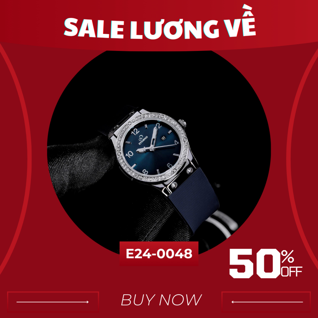 Đồng Hồ Nữ - Thương Hiệu ETERNO E24-0048 dây cao su non, viền đính đá tinh tế _ đồng hồ nữ