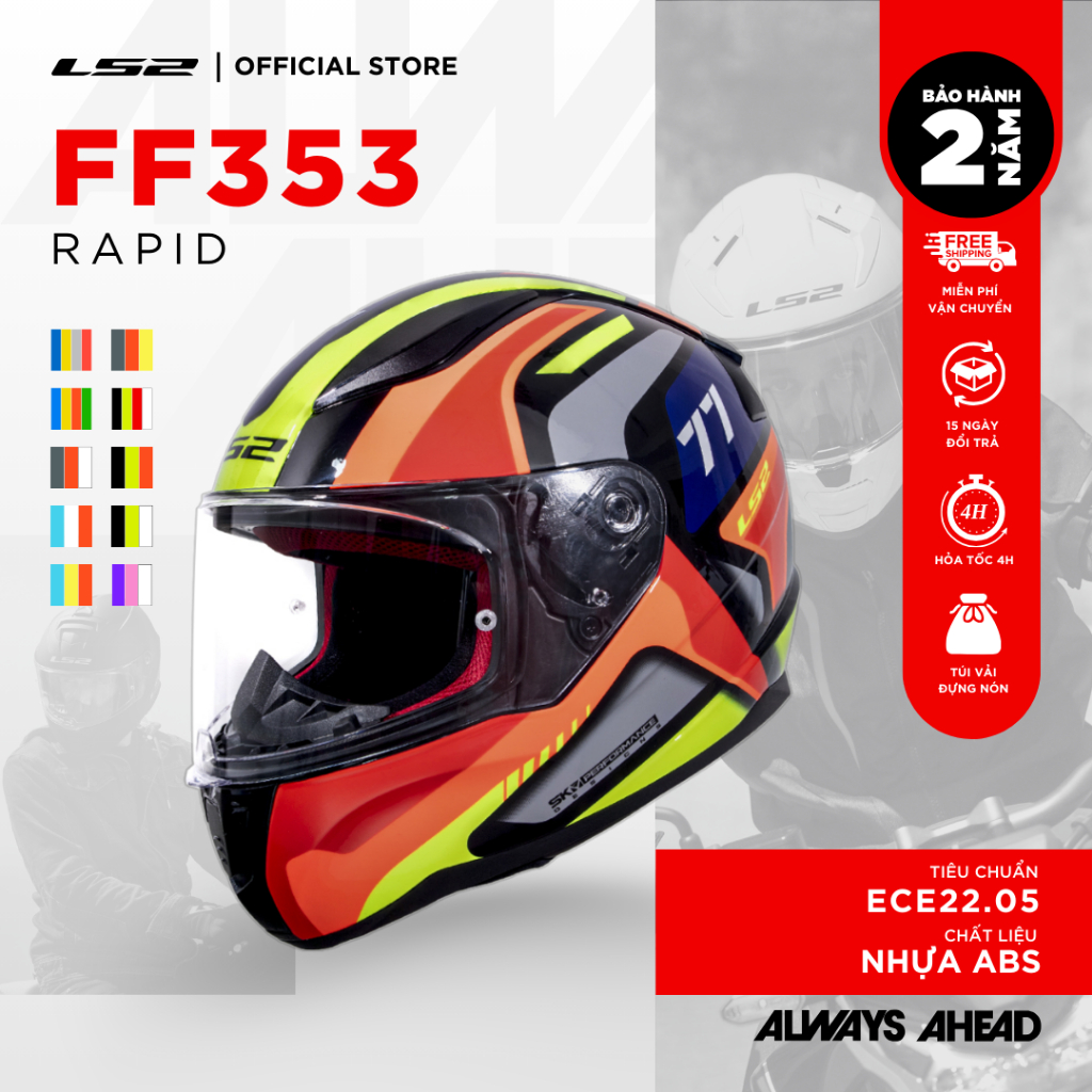 [Mua Kèm Deal Sốc] Mũ Fullface LS2 FF353 Rapid Helmet – Nhẹ, An Toàn, Phù Hợp Đi Phố & Touring