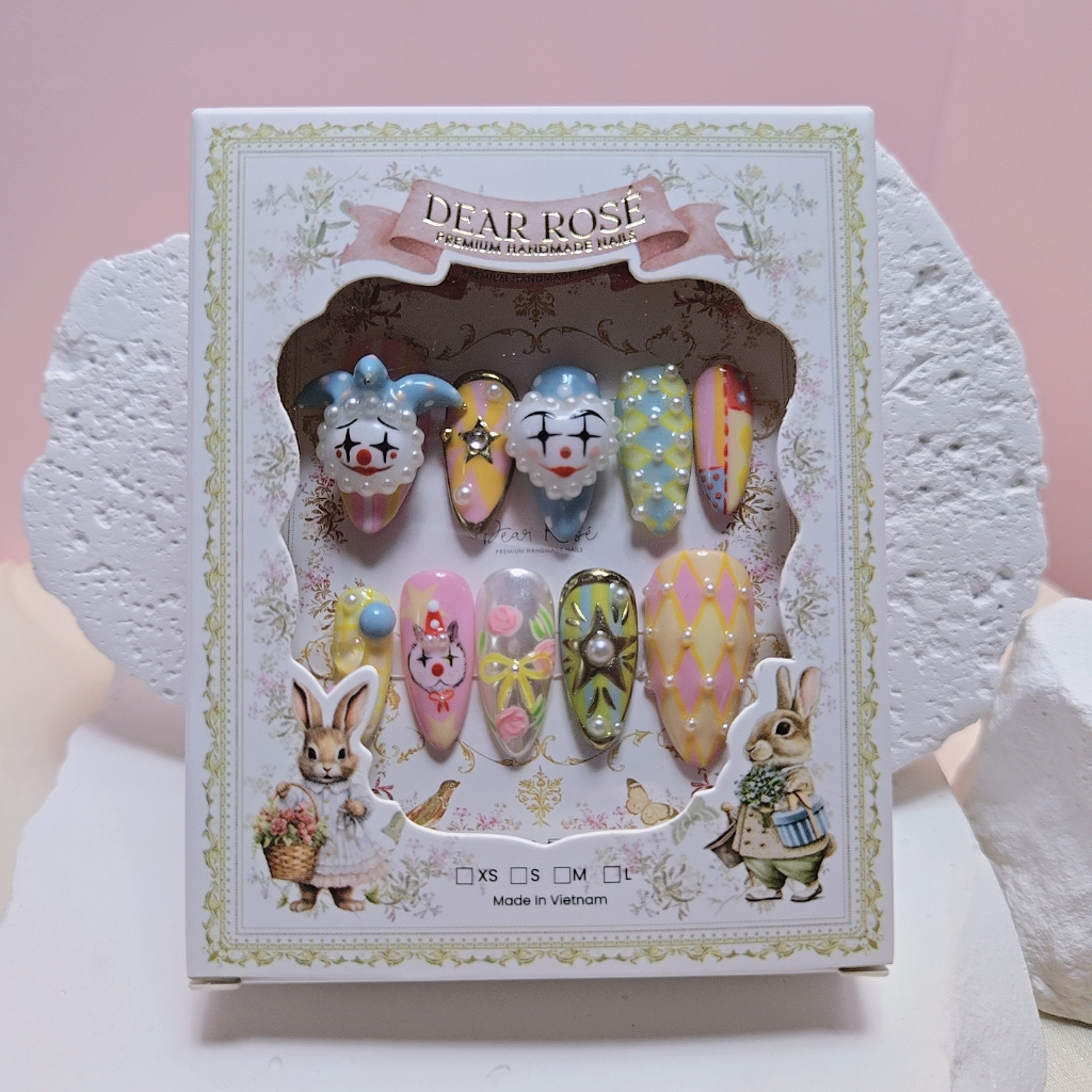 Móng giả nailbox The Clown thiết kế thủ công cao cấp by Dear Rosé