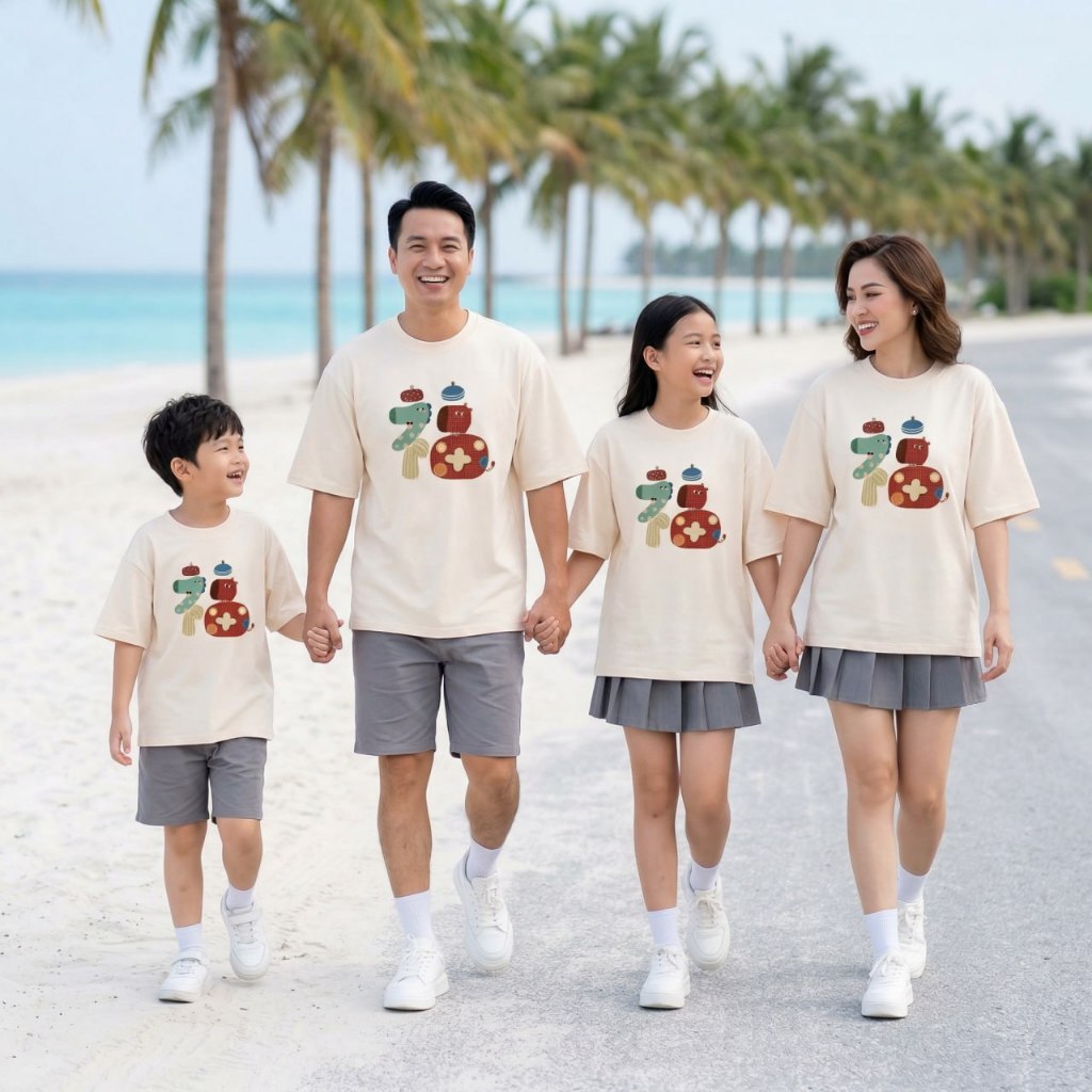 Áo gia đình hình xúc xắc thời trang trẻ em BEESHOP H26039