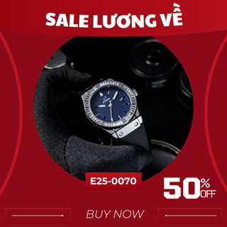 Đồng Hồ Nam - Thương Hiệu ETERNO E25-0070 Viền Đính Đá Khối Dây Cao Su Non Cao Cấp