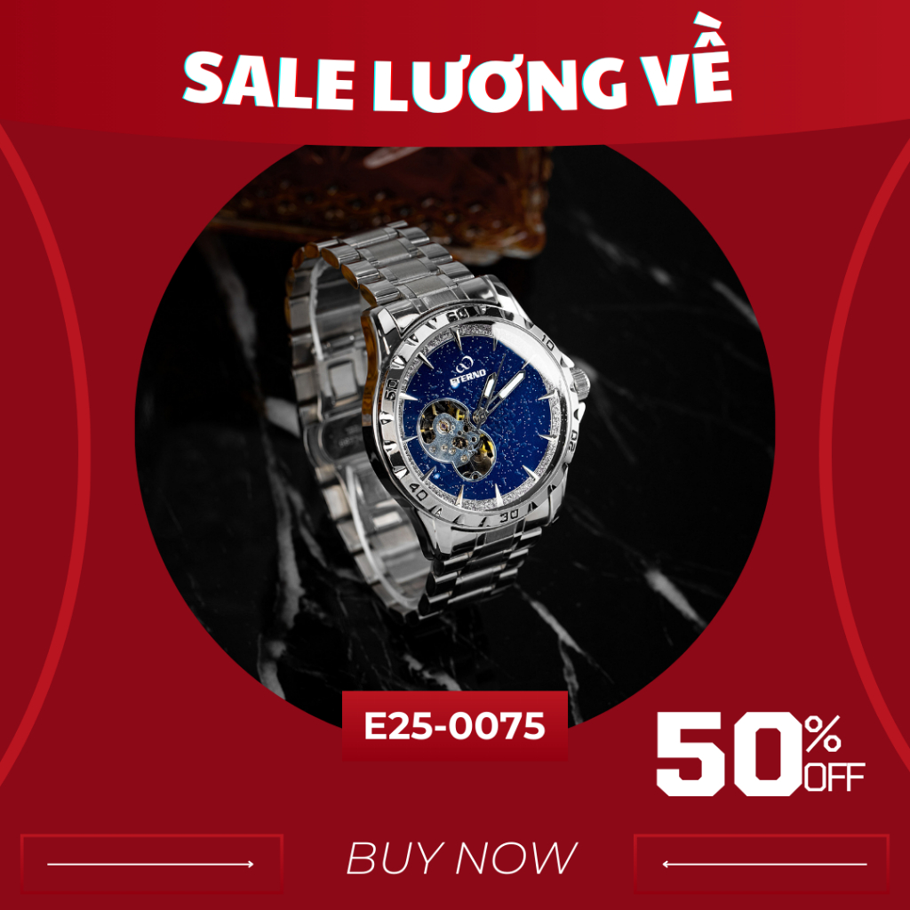 Đồng Hồ Cơ Nam - Thương Hiệu ETERNO E25-0075 Thiết kế mặt đồng hồ độc đáo