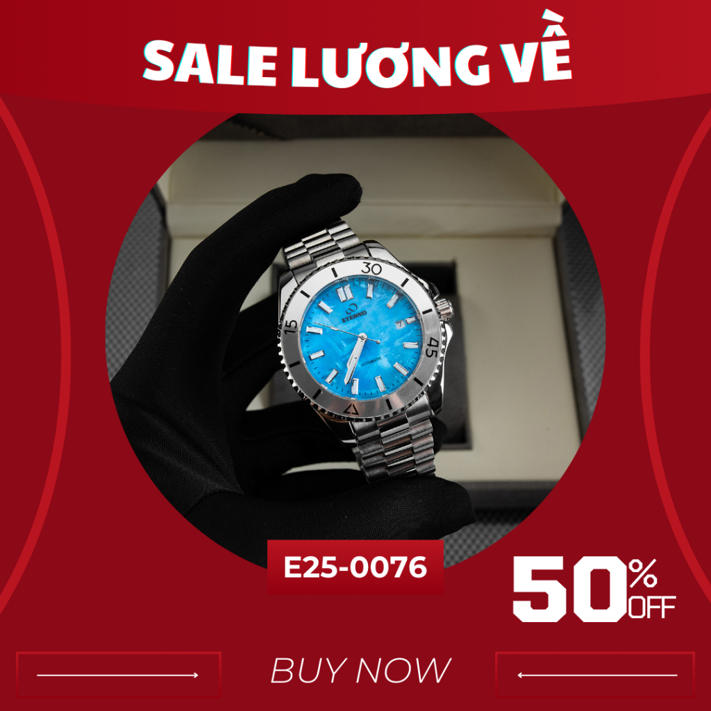 Đồng Hồ Nam - Thương Hiệu ETERNO E25-0076 Bạc Xanh