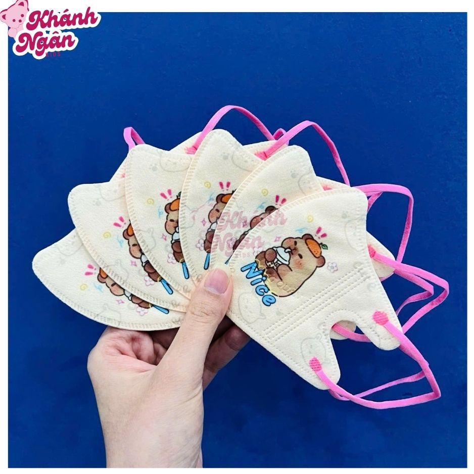 Khẩu trang trẻ em 3d vải lụa mềm cao cấp cho bé 1-3 tuổi thoáng khí chống bụi tia uv Khánh Ngân Kids