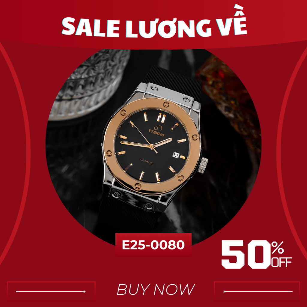 Đồng Hồ Cơ Nam - Thương Hiệu ETERNO E25-0080 Viền Nâu Tinh Tế Sang Trọng