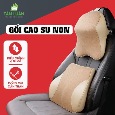 Gối tựa đầu ô tô cao su non, kê cổ tựa lưng ghế oto, massage vai gáy phụ kiện xe hơi Tâm Luân