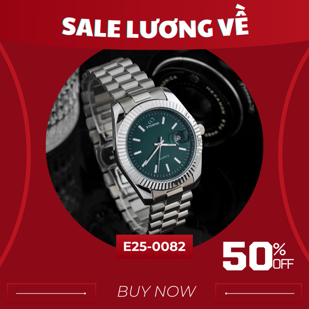 Đồng Hồ Nam - Thương Hiệu ETERNO E25-0082 Dây thép không gỉ cao cấp, sang trọng