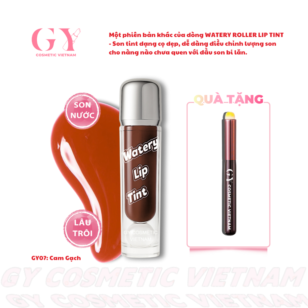 Son Tint Lì Watery Lip Tint 5ml, Màu GY07 Cam Gạch, Lì Mịn, Nhẹ Môi, GY Cosmetic Vietnam