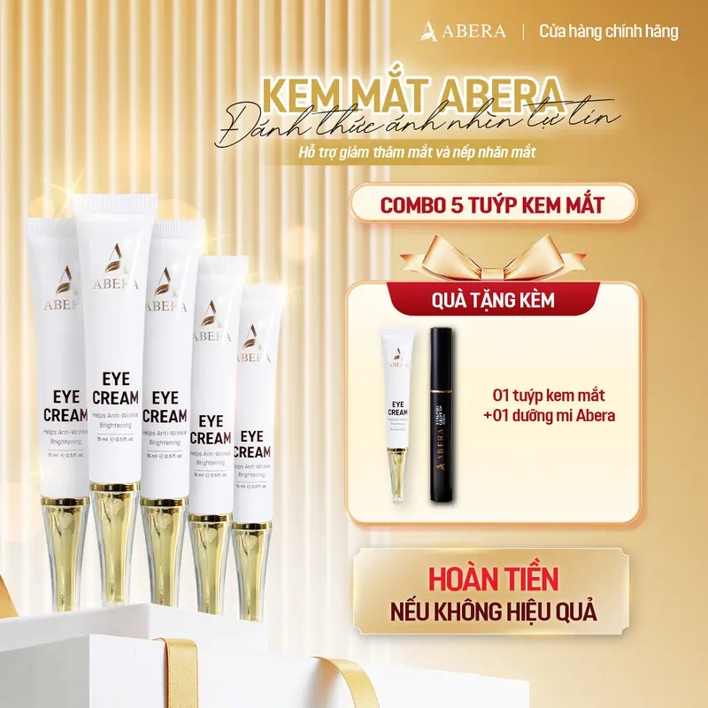 [05 TUÝP] Kem Mắt Abera - Hỗ Trợ Giảm Thâm Mắt và Nếp Nhăn Mắt - Quà Tặng 01 Kem Mắt Abera + 01 Dưỡn