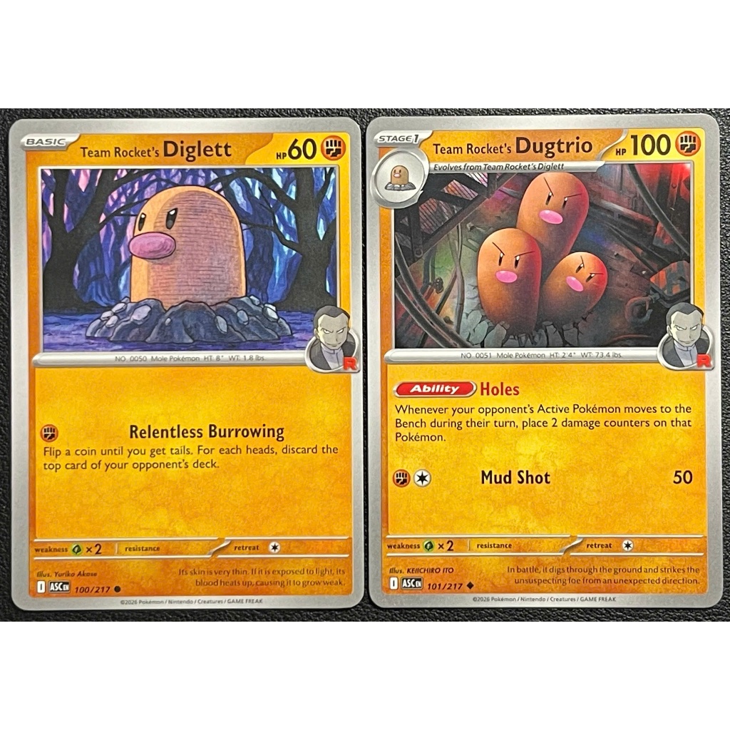 [KW2 Pokemon] [EN] Combo 2 Thẻ 100/217 Team Rocket's Diglett, 101/217 Team Rocket's Dugtrio - ASCEN