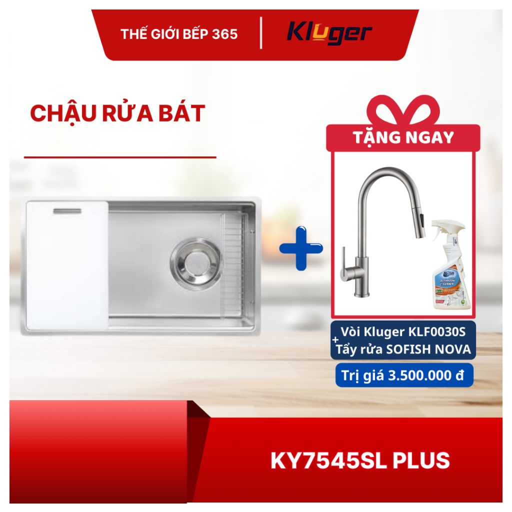 [TẶNG VÒI] Chậu rửa chén Kluger KY7545SL Plus Độ Bền Cao, Sang Trọng
