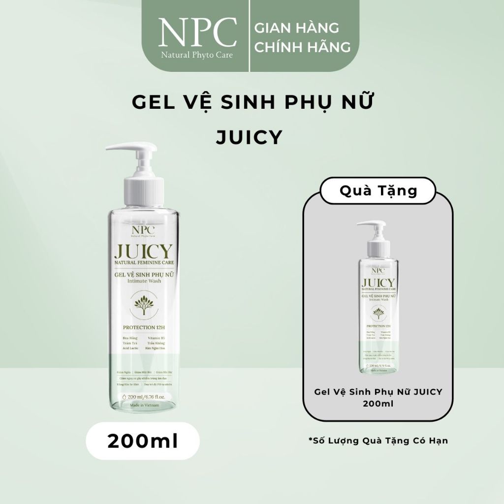 [Mua 1 tặng 1] Dung dịch vệ sinh phụ nữ NPC Juicy tinh chất trầu không kháng khuẩn 200ml - NPC PHAR