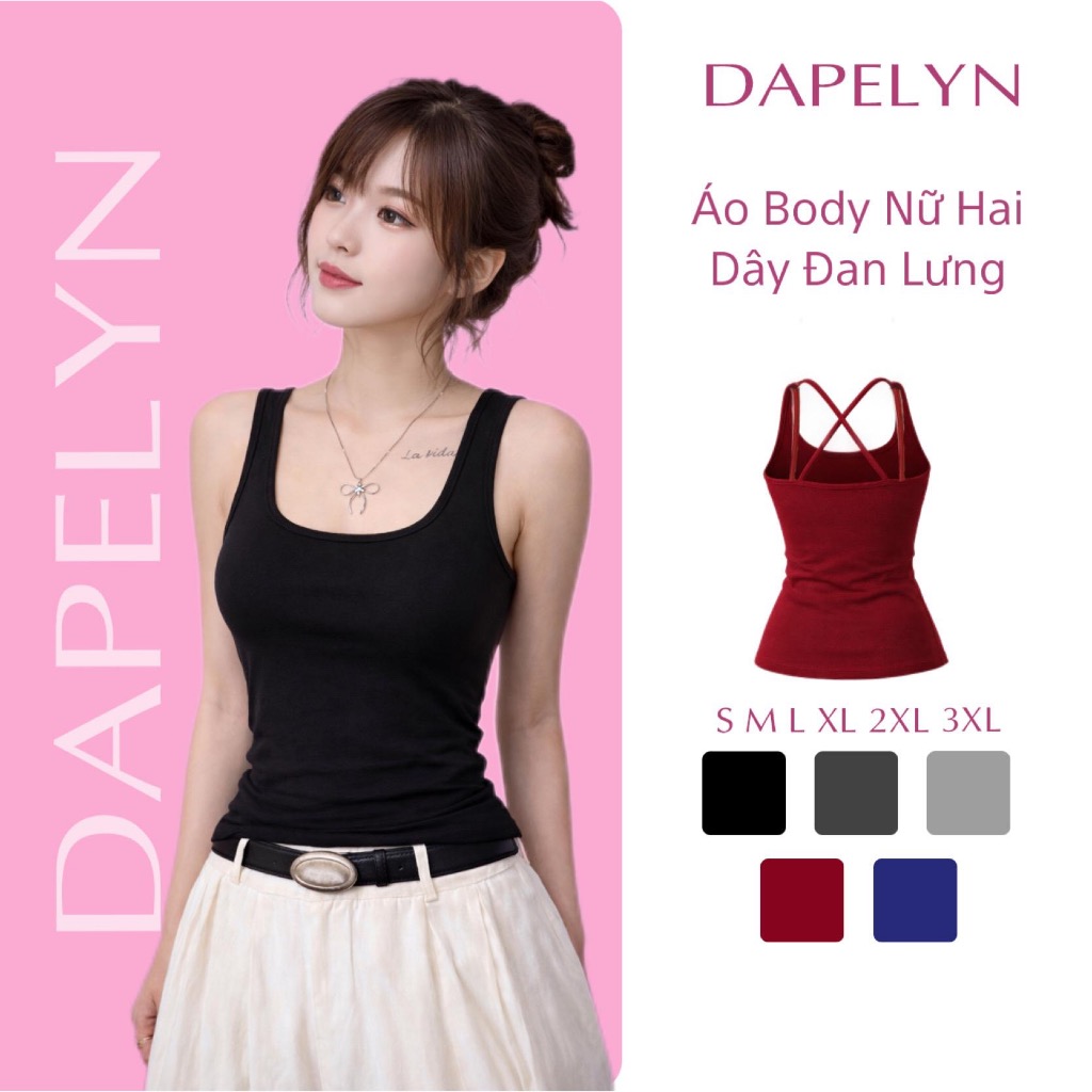 Áo Ba Lỗ Dây Chéo Lưng Có Mút Ngực, Áo Dây To Cổ Vuông Siêu Cá Tính (BigSize) 33 | BigBuy360 - bigbuy360.vn