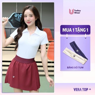 [TẶNG 1 BĂNG ĐÔ] Áo thể thao polo khóa kéo Vera top Today U Wear form tôn dáng trẻ trung thoáng mát chơi pickleball gym