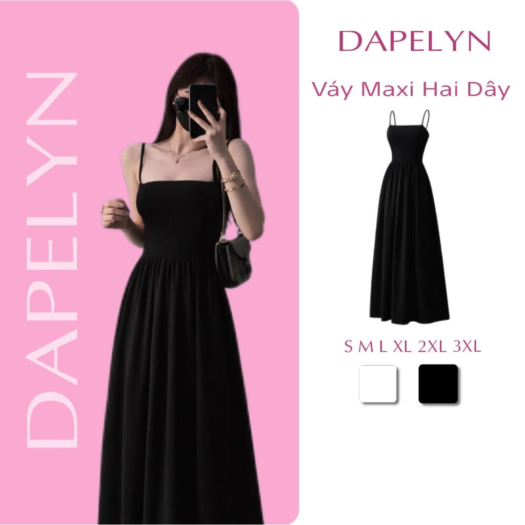 Váy Maxi 2 Dây Trắng Đen Nữ Cúp Ngực Có Mút Ngực Dáng Dài NT Dress (Có Bigsize) Đi Biển, Tiệc